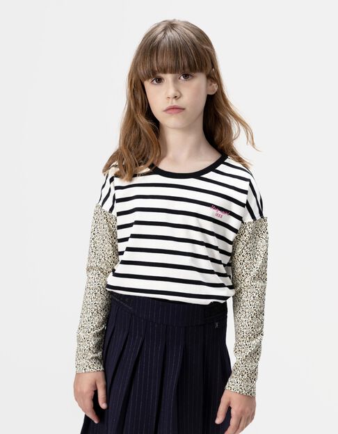 Ecru matrozenshirt biokatoen strikjes mouwen meisjes - IKKS