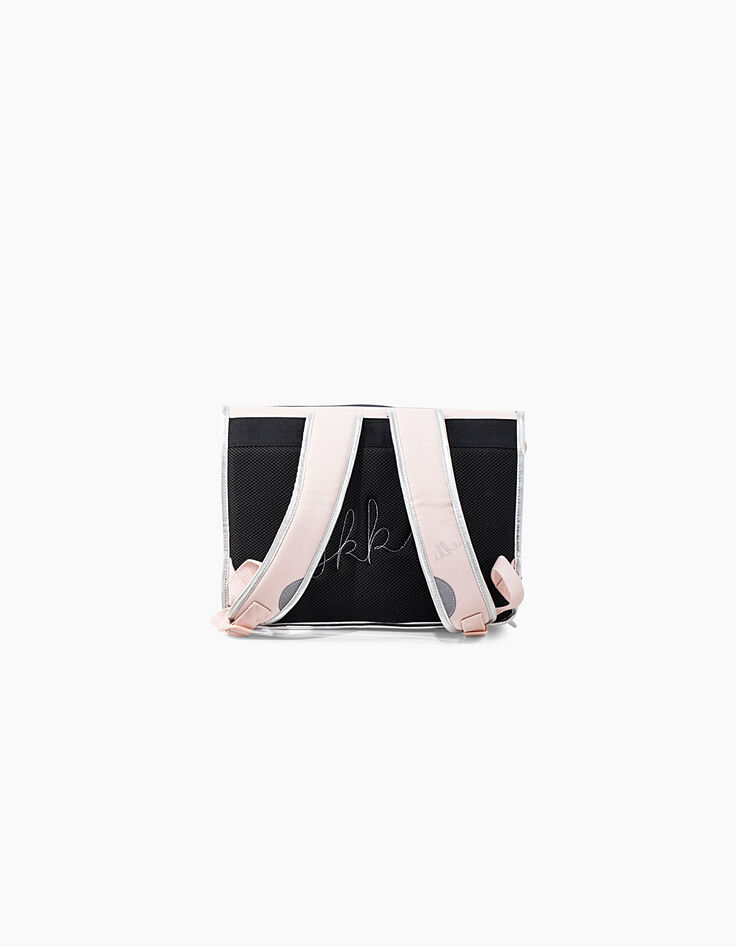 Cartable 38 cm rose poudré et navy K fille-3