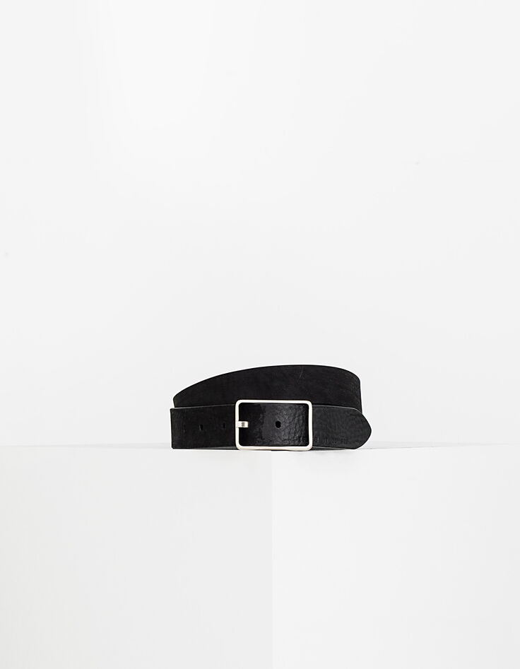 Ceinture noire en cuir nubuck Homme-1