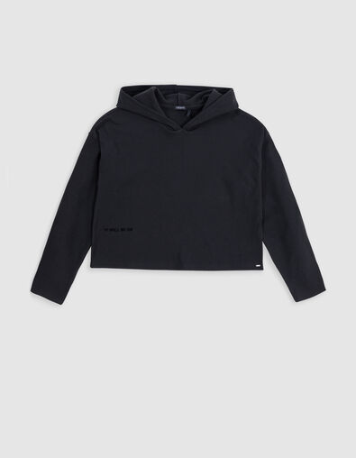 Camiseta con capucha de punto el&aacute;stico negro de ni&ntilde;a - IKKS