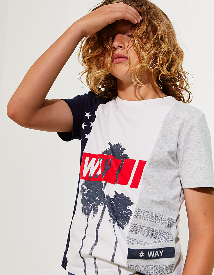 Cremeweißes Jungen-T-Shirt WAY auf Palmen -2 Cremeweißes Jungen-T-Shirt WAY auf Palmen -2