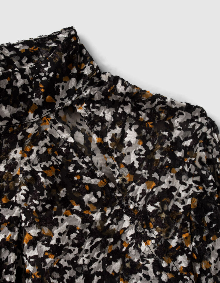 Pure Edition-Women’s black tachist rock dévoré blouse-3