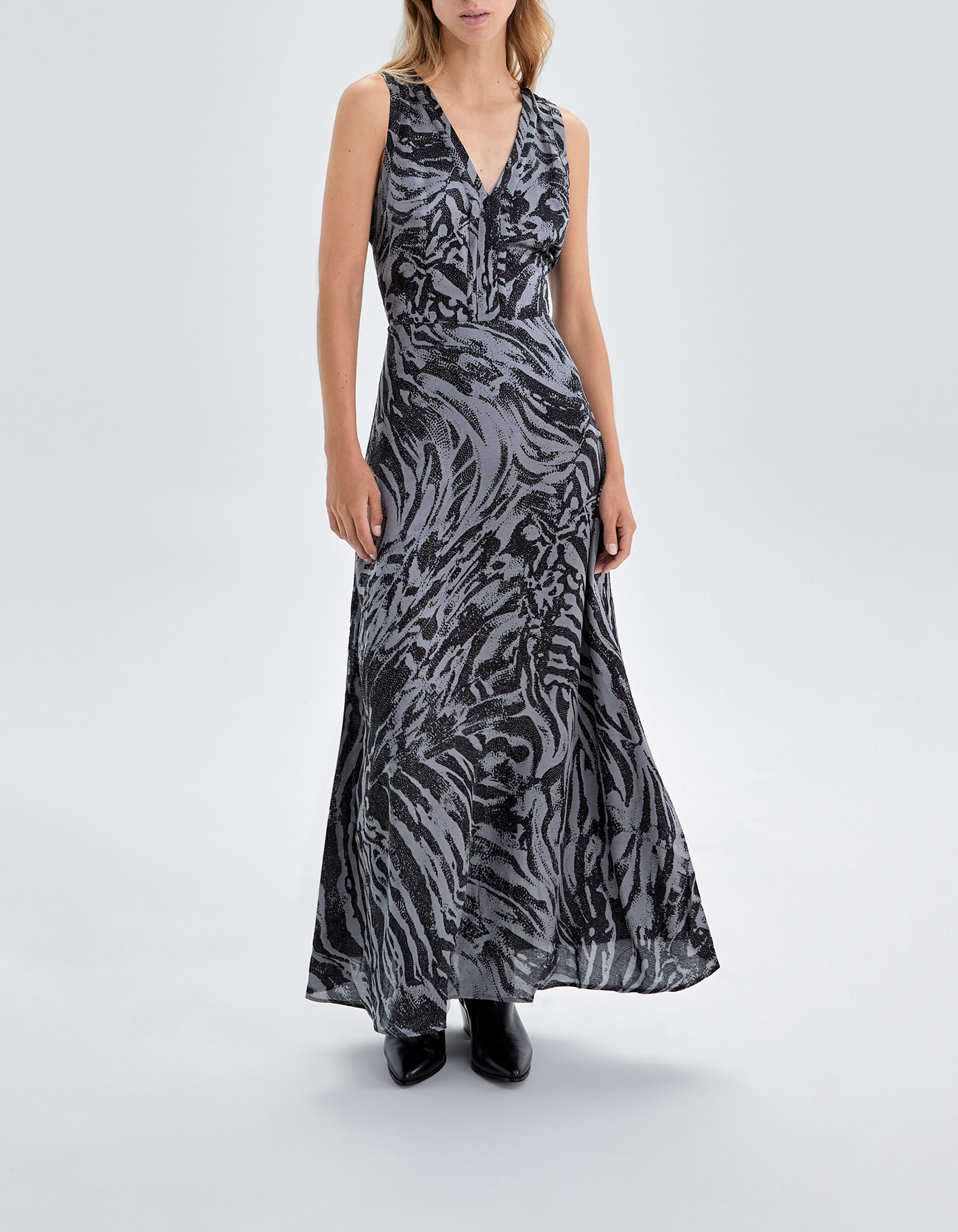 Pure Edition Robe longue grise imprim z br Femme