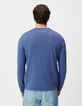 Men's blue organic cotton fine knit flamed sweater-3