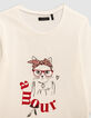 Camiseta visual de niña con bufanda y gafas-2