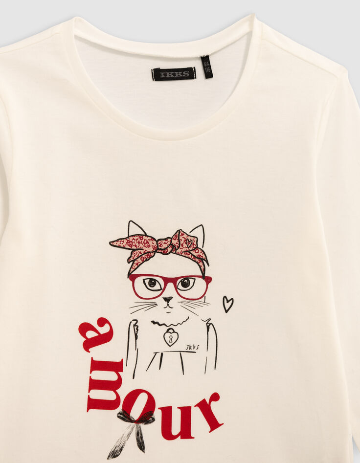 Camiseta visual de niña con bufanda y gafas-2 Camiseta visual de niña con bufanda y gafas-2