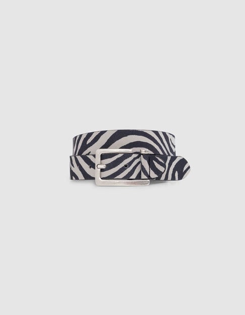 Ceinture écrue cuir façon poulain motif zèbre boucle ouverte Femme - IKKS