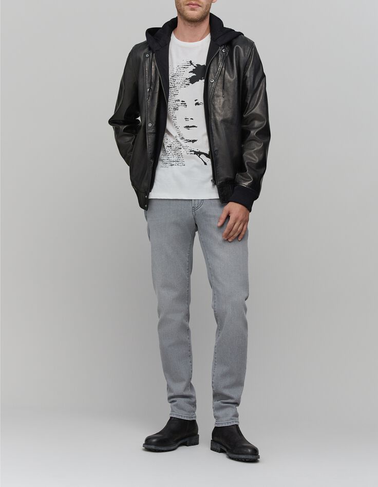 Camiseta de hombre blanca de algod&oacute;n org&aacute;nico visual rock-2