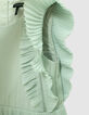 Water green iridescent pleated dress for girl-6