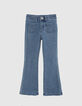 Girls' blue waterless flared jeans with patch pockets-3