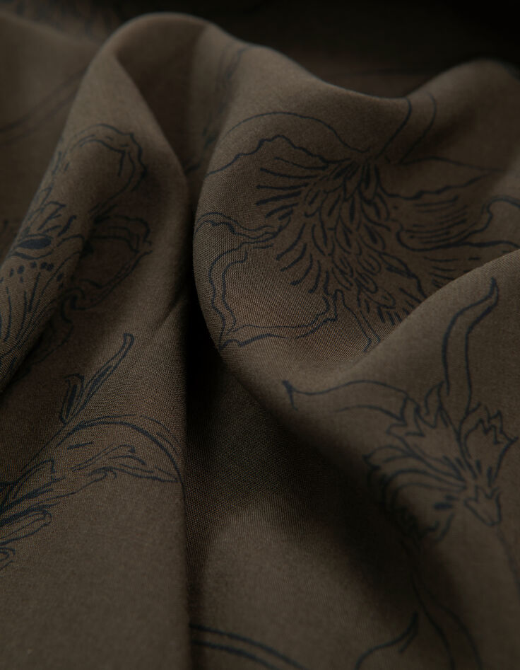 Men's khaki maxi flower print SLIM shirt-8