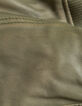 Khaki kurze verwaschene Damenlederjacke-6