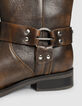 Braune Damenbikerstiefeletten Veloursleder 3 Schnallen-6