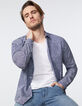 Chemise SLIM indigo imprimé feuilles pointillées Homme-1