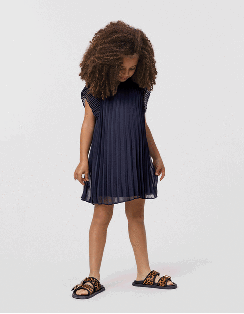 Robe marine plissée décor clous fille - IKKS