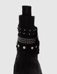 Boots &agrave; lacet noirs cuir &agrave; brides clout&eacute;es Femme-6