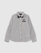 Boys’ black striped shirt with bowtie-1