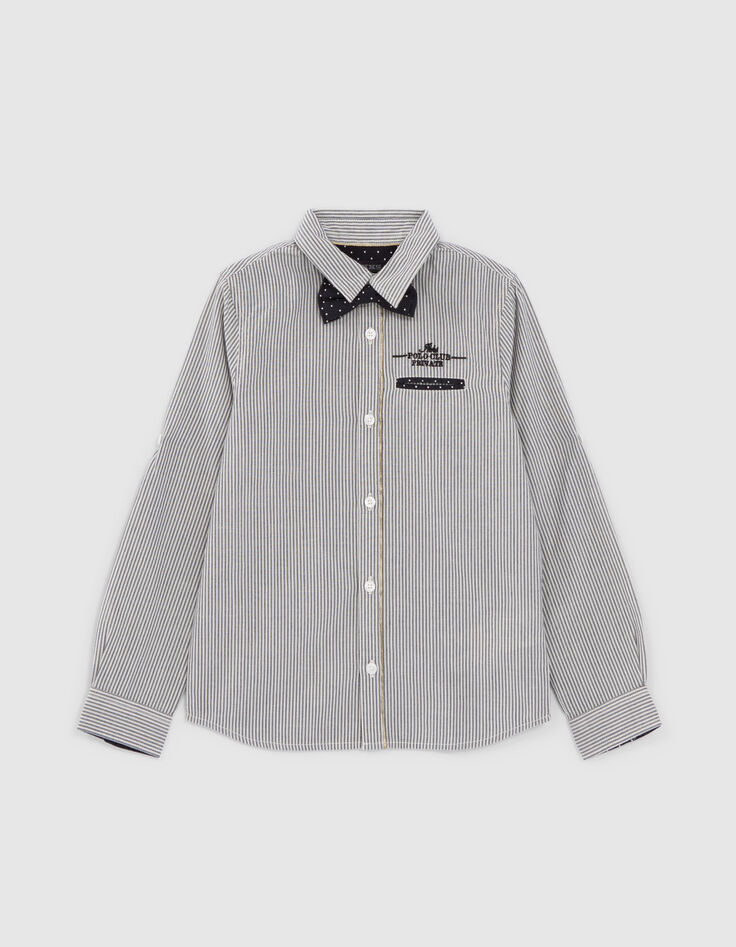 Boys’ black striped shirt with bowtie-1