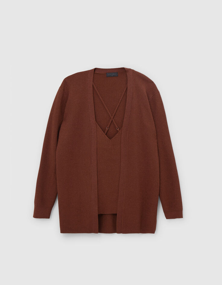 Pure Edition – Women's mahogany lurex knit twin set-5