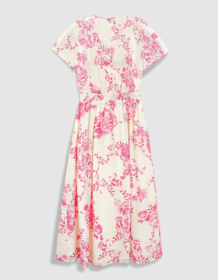Vestido midi de mujer con estampado floral rosa crudo-7