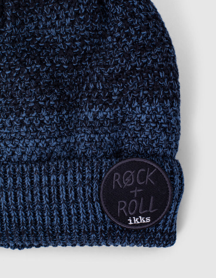 Gorro azul oscuro y negro punto deep dye niño -2