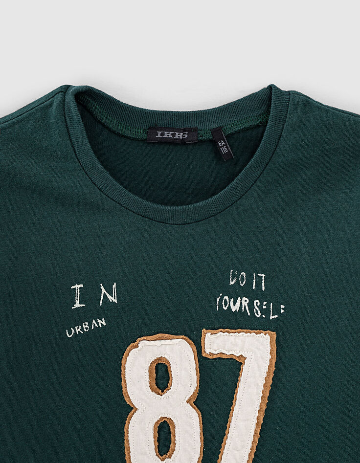 Boys' dark green print and number 87 T-shirt-2