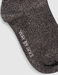 Chaussettes blanc cassé rayé bleu et noir argent fille -5