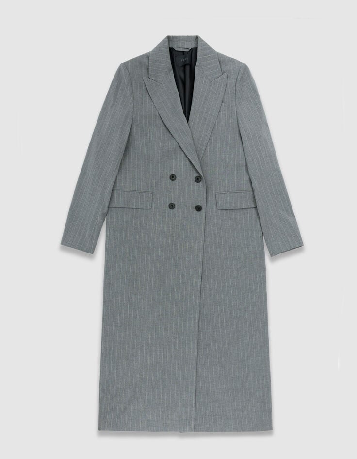 Women’s grey pinstripe long suit jacket-6 Women’s grey pinstripe long suit jacket-6