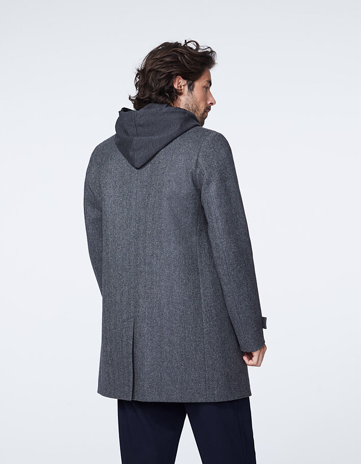 Men’s mouse grey chevron hooded coat - IKKS