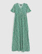 Robe longue verte LENZING&trade; ECOVERO&trade; micro fleurs fille-1