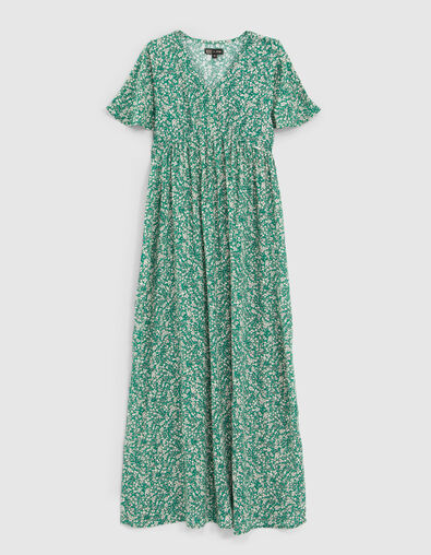 Girls’ green microflower LENZING™ ECOVERO™ long dress - IKKS