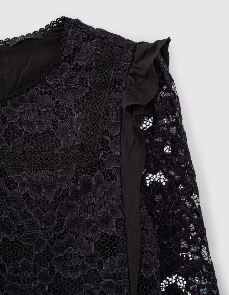 Blouse en dentelle bleu marine femme-3