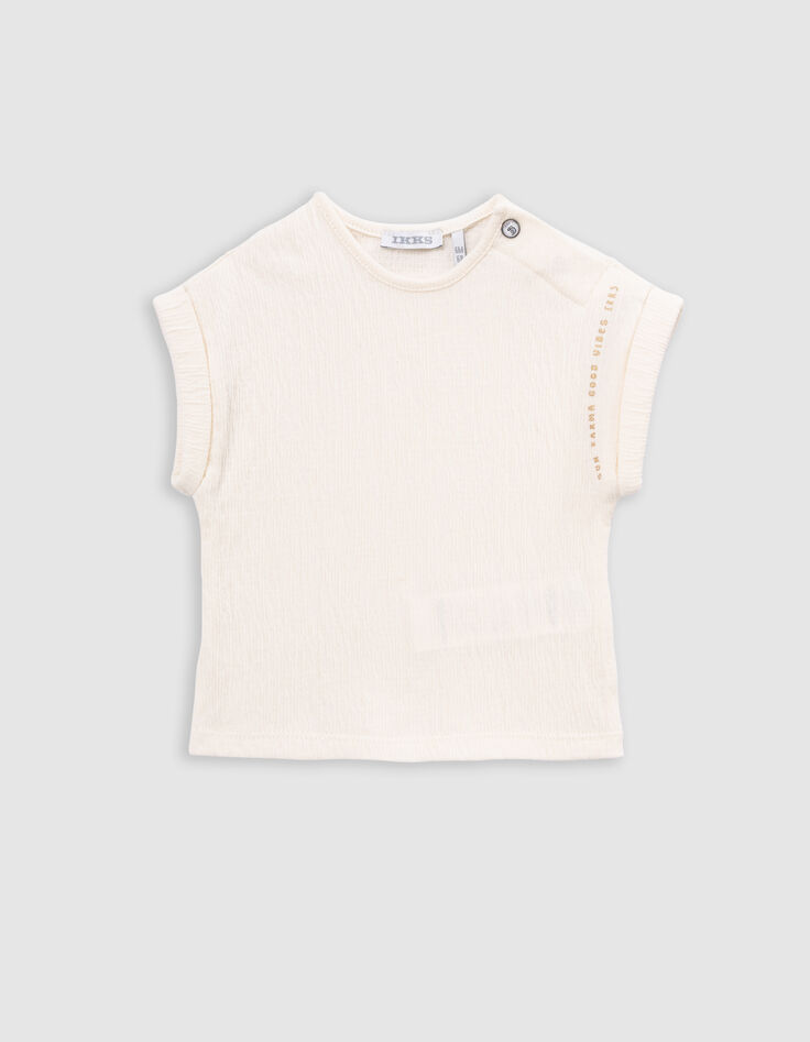 Ensemble robe-salopette rose et T-shirt écru bébé fille-3