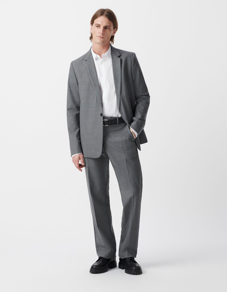 Grijze blazer gemengde wol Heren-1