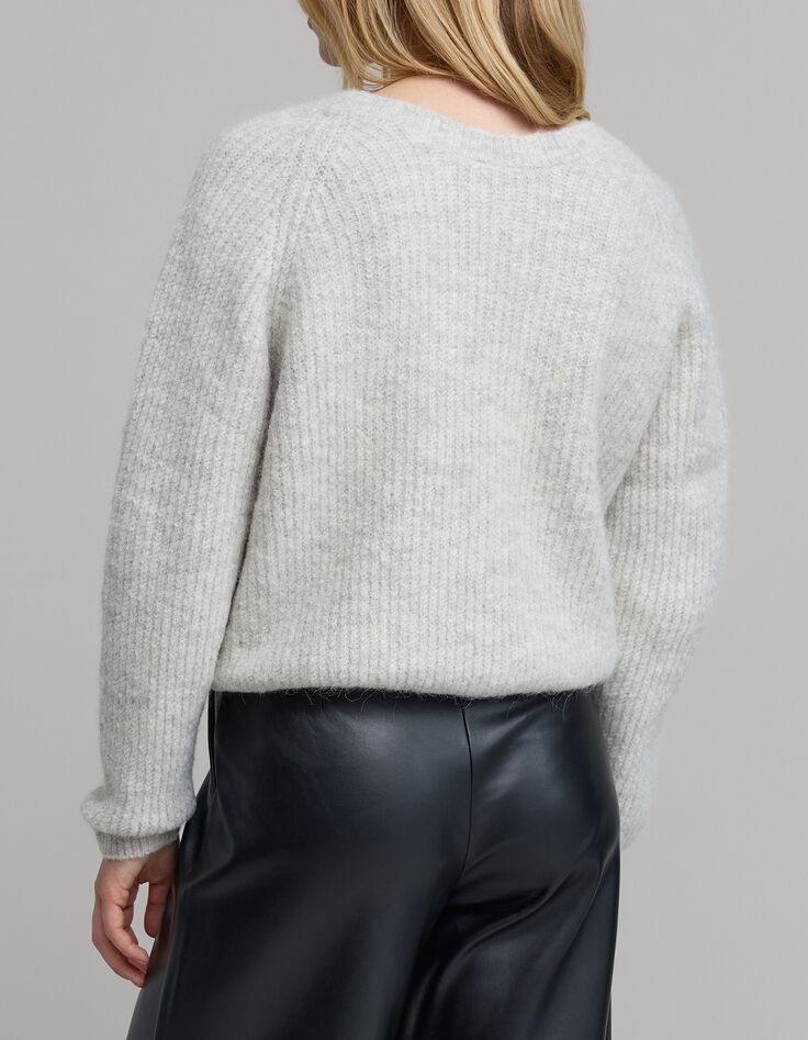 Grijs gebreid damesvest-3