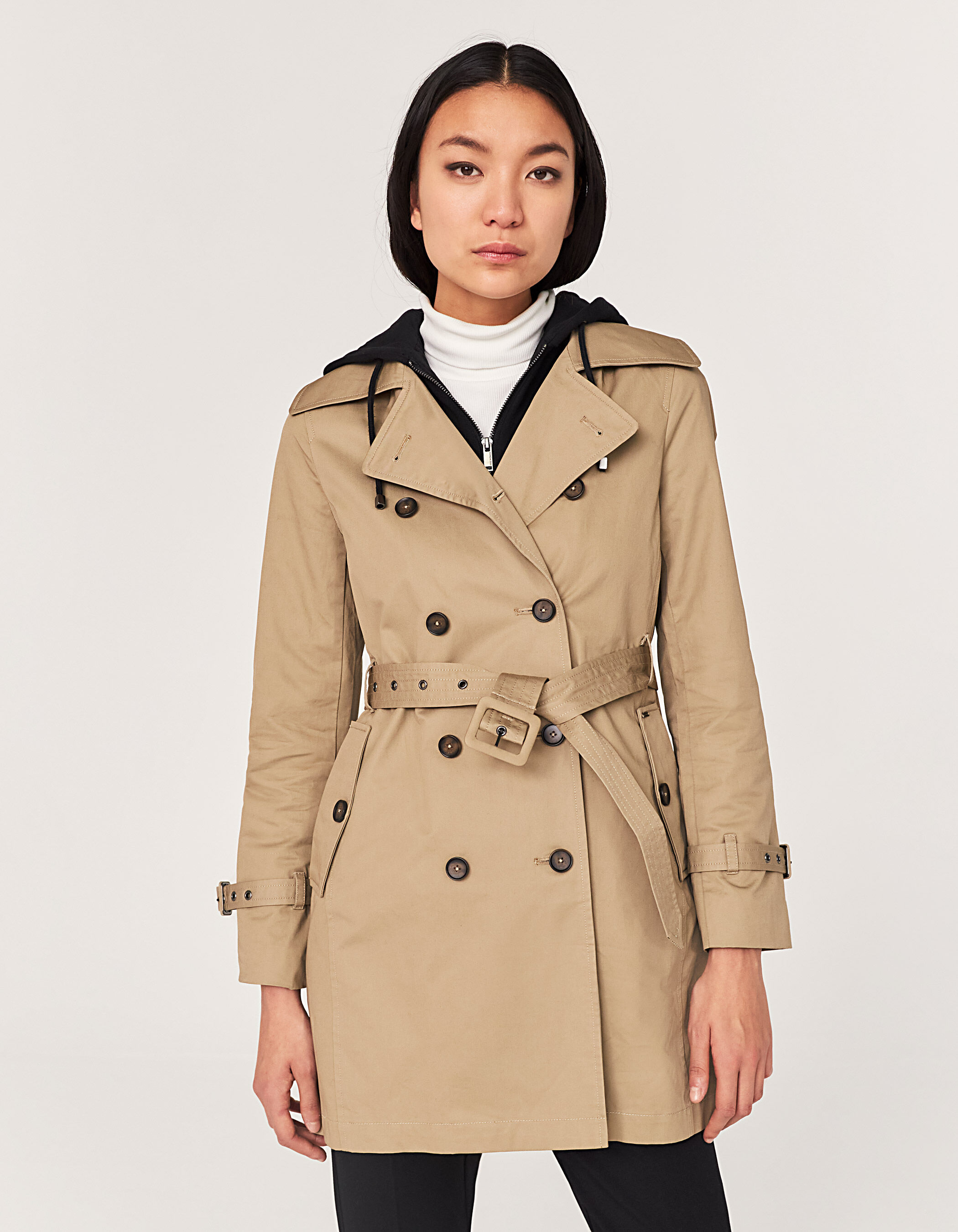 Womens tan trench coat with hood clearance