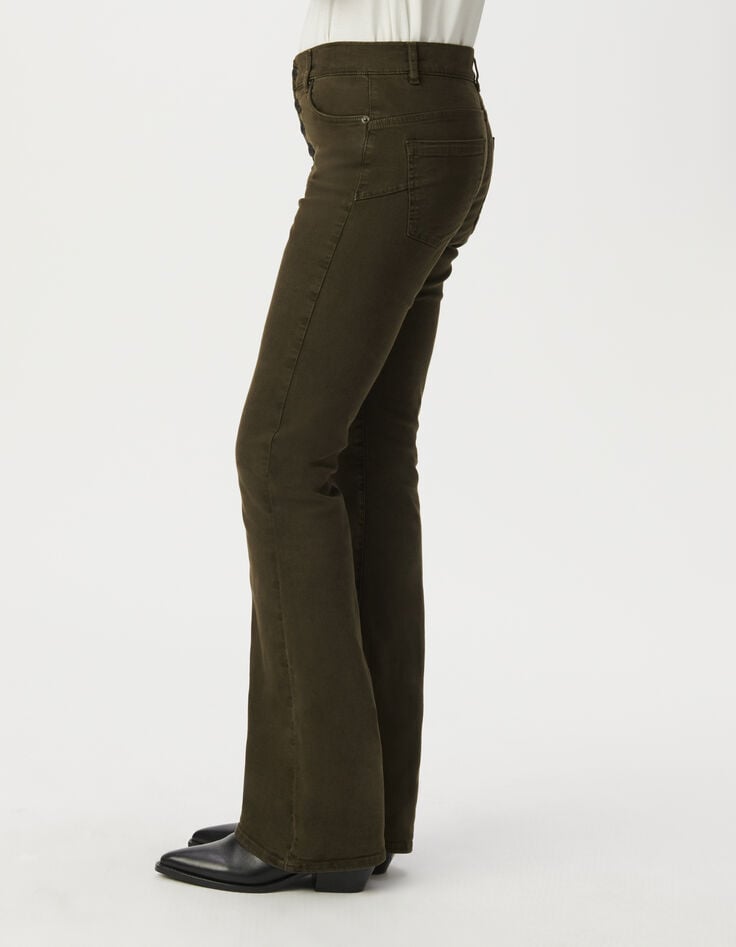 Jean flare kaki boutons apparents Femme-4