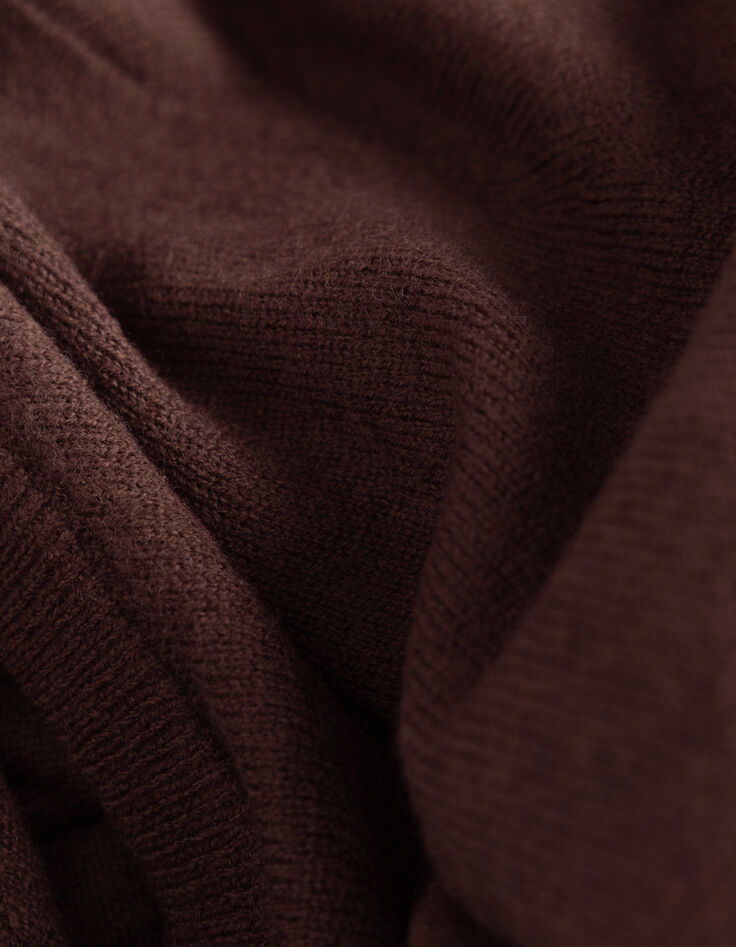 Pull en laine marron tricot fantaisie Femme-6