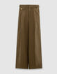 Women’s khaki gabardine wide-leg trousers-5