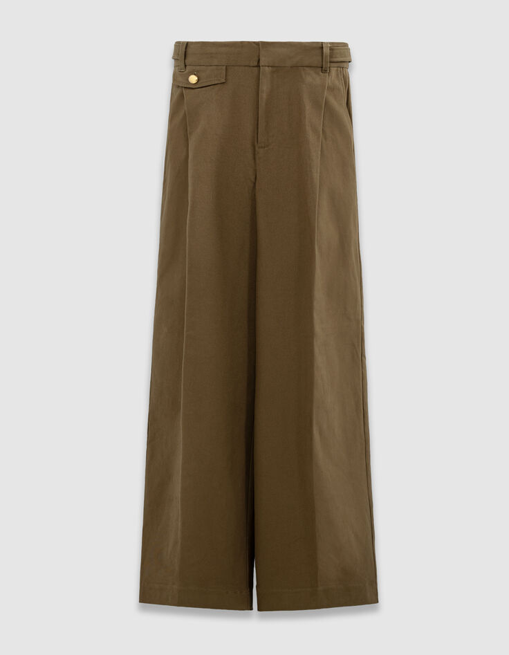 Women’s khaki gabardine wide-leg trousers-5 Women’s khaki gabardine wide-leg trousers-5
