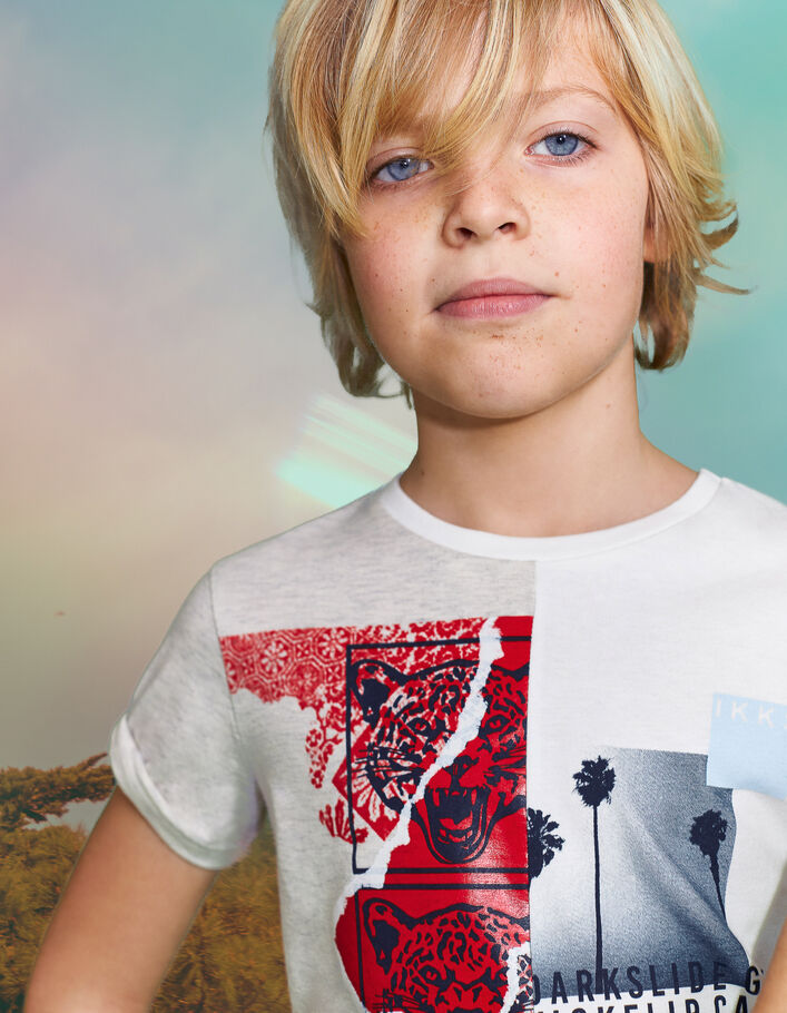Hellbeiges Jungen-T-Shirt mit 3 Leoparden  - IKKS