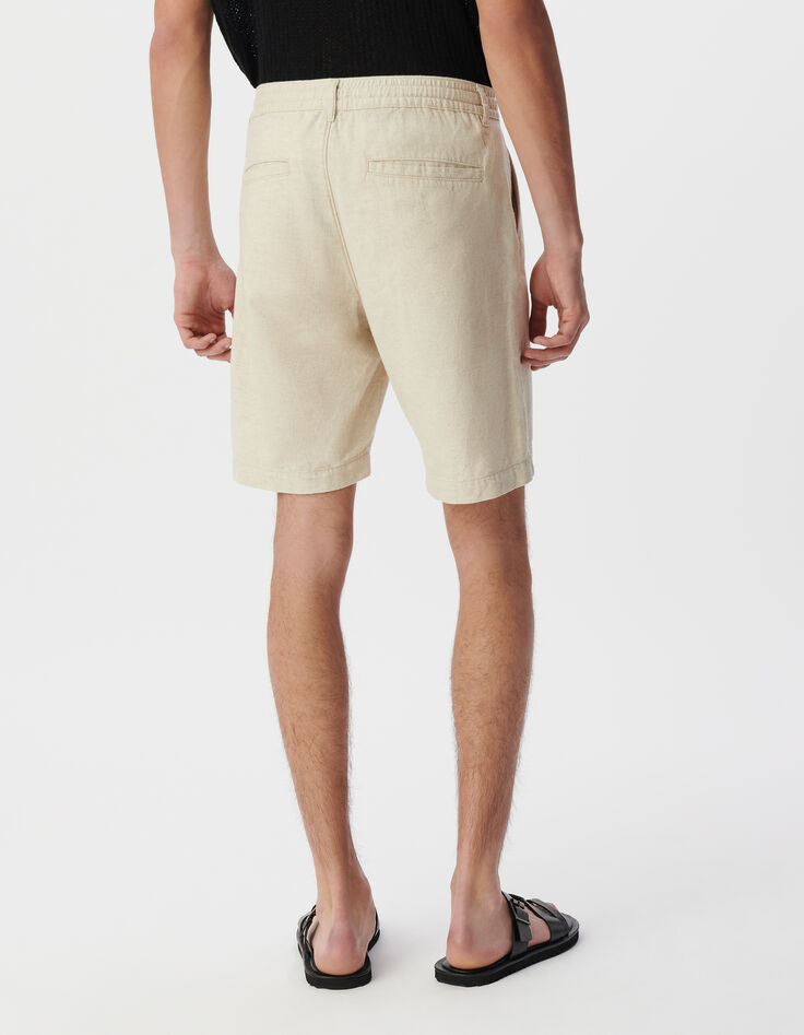 Men’s beige linen and cotton Bermudas-3