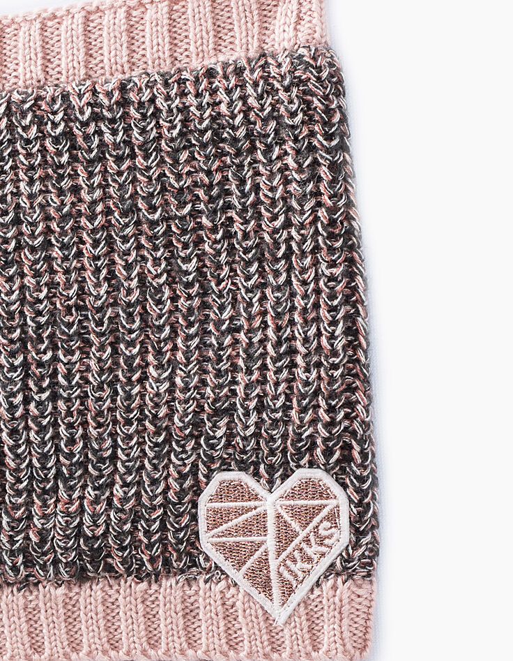 Snood rose moyen tricot bébé fille -2 Snood rose moyen tricot bébé fille -2