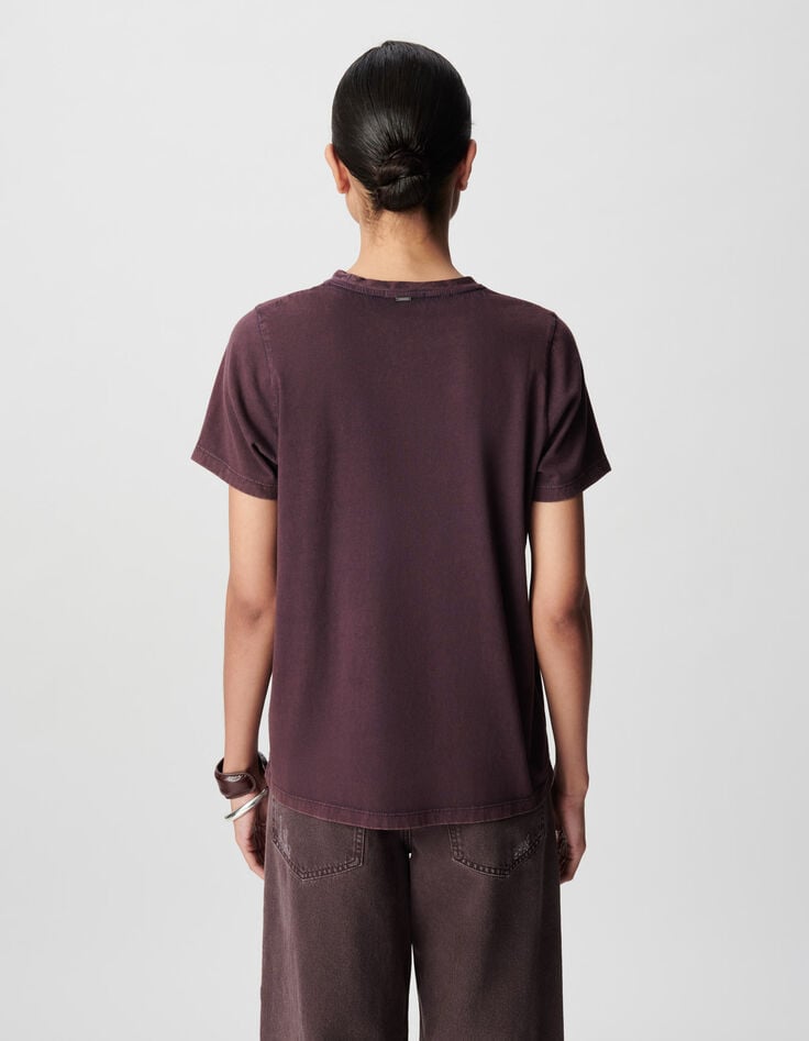 Tee-shirt col V magnum coton bio visuel palmiers Femme-3