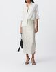Jupe midi argent&eacute;e brod&eacute;e sequins Femme-1