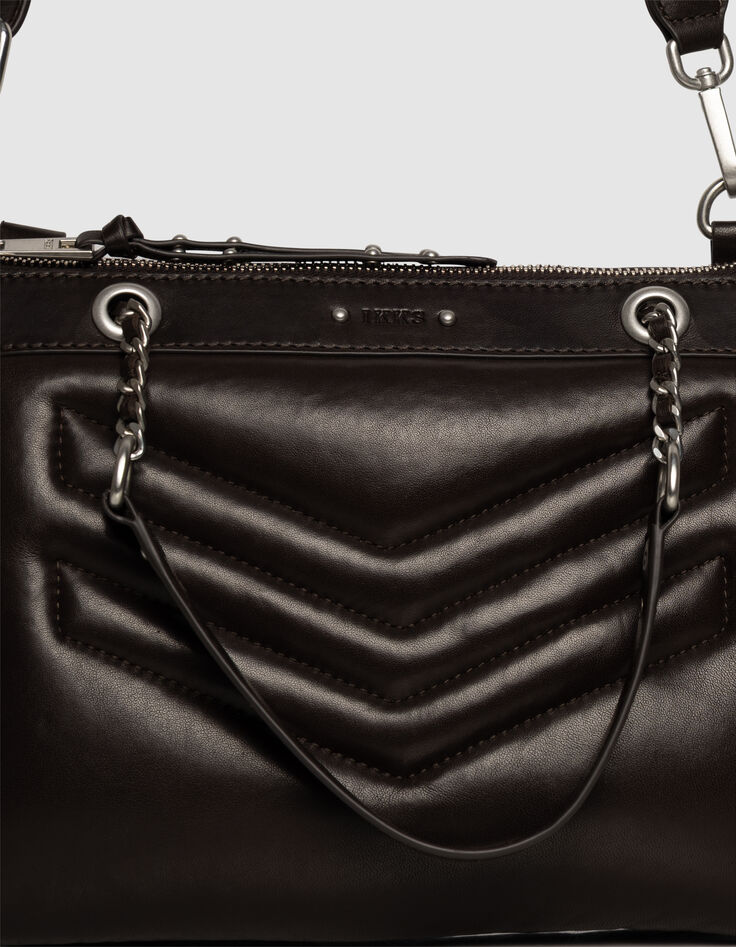 Clutch 1440 Reporter marrón cuero acolchado mujer-4