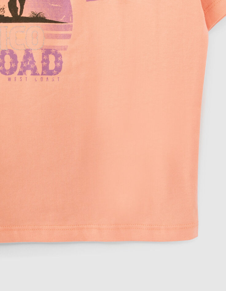 Koraalrood T-shirt bio zonsondergang meisjes-5