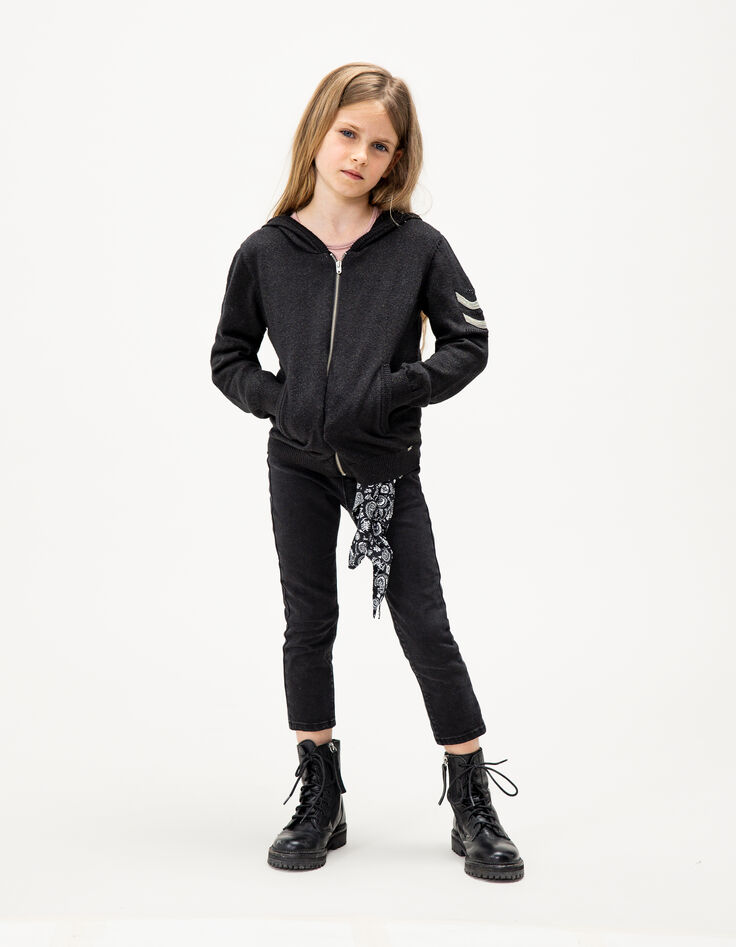Zwart vest lurex tricot met sieraad-visgraten-3