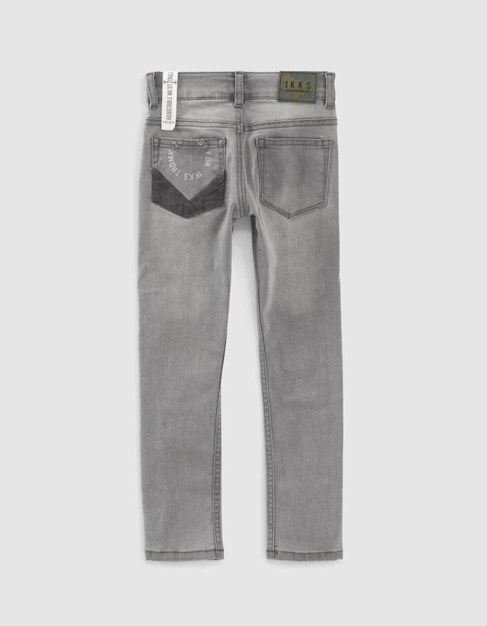Light grey skinny jeans met print en badge jongens -4