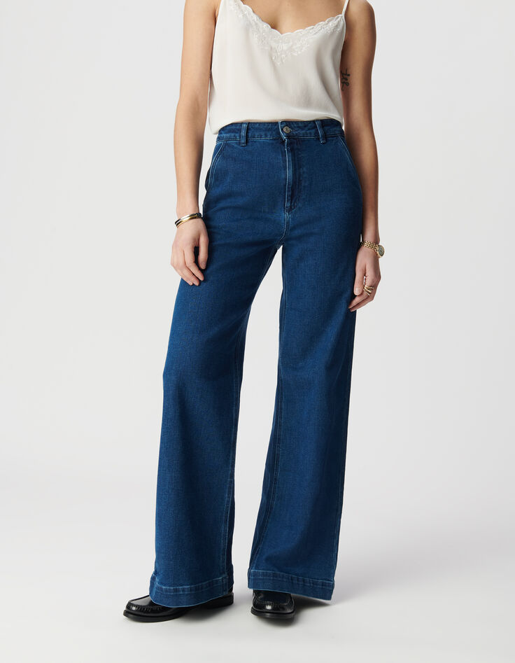 Jean large bleu moyen Femme-2